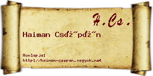 Haiman Csépán névjegykártya
